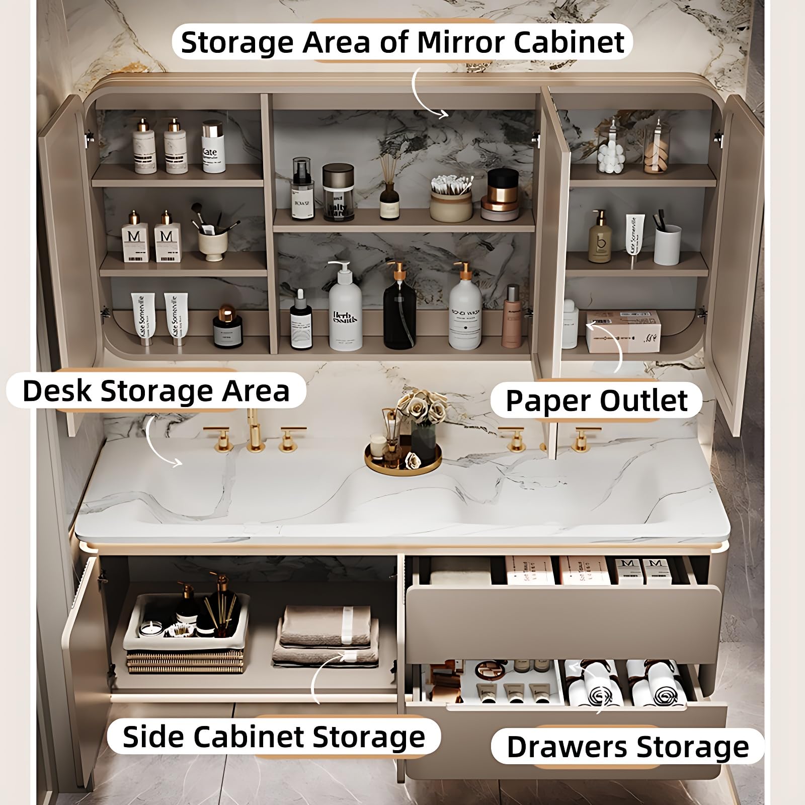 Amazon.com: Genpai 84in Modern Bathroom Vanity with Double